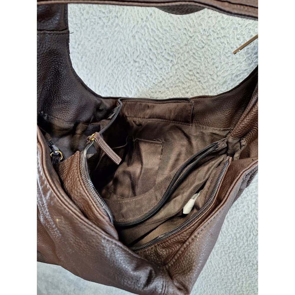 Avon Mark Handbag Brown Faux Leather Braided Trim Slouchy Shoulder Bag Casual - Picture 7 of 12